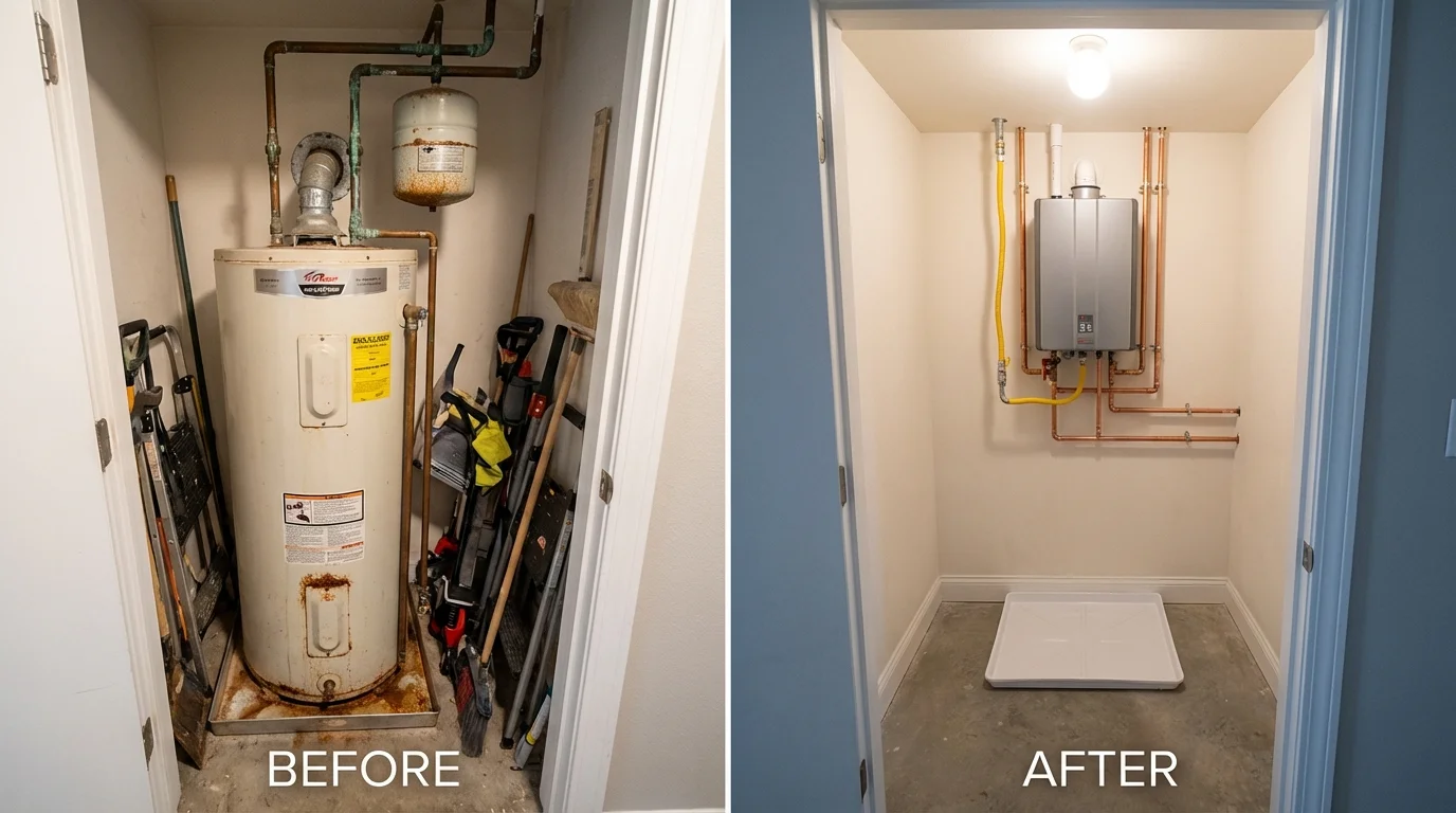 Tank water heater versus wall-mounted tankless unit comparison for Vernon, AL homeowners